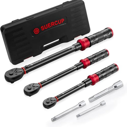 SUERCUP 1/4" 3/8" 1/2" Torque Wrench - 20-240In.Lb, 5-45Ft.Lb, 10-170Ft.Lb - size: 1/4"&3/8"&1/2" 20-240In.Lb&5-45Ft.Lb&10-170Ft.Lb