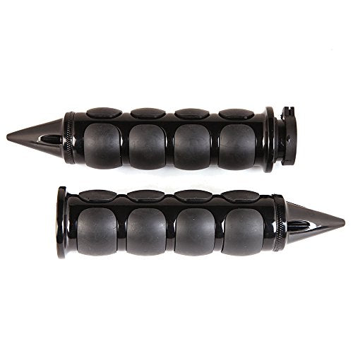 Pair of 1" Dual Black Motorcycle Bar End Hand Grips Handlebar for Cruisers Harley Yamaha Suzuki - color: Black