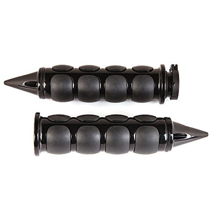 Pair of 1" Dual Black Motorcycle Bar End Hand Grips Handlebar for Cruisers Harley Yamaha Suzuki - color: Black