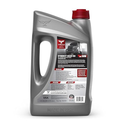 TRIAX Synergy Gear HD 50W - Full Synthetic Heavy Duty Manual Transmission Oil, Gear Lubricant, Compatible with Mack, ZF, Freightliner, 500k Miles Rating (1 Gallon) - size: 1 Gallon