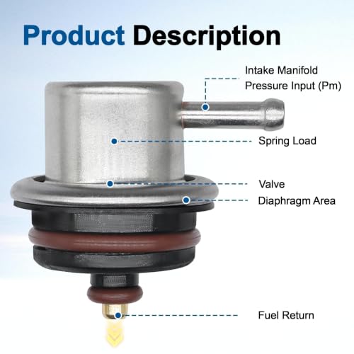 Fuel Injection Pressure Regulator with Clip and Snap Ring 3.8BAR
