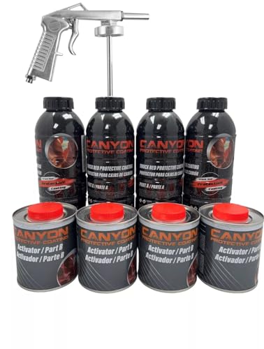 Canyon Black 1 Gallon Epoxy Spray-On Truck Bed Liner Kit w/Spray gun, Sprayable and Brushable - Easy to mix 3:1 - Mix, Shake and Apply