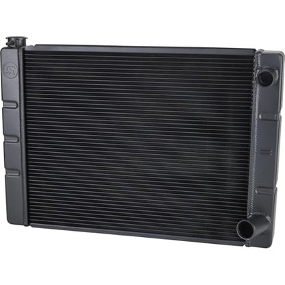 Speedway Motors 31” Double Pass Aluminum Racing Radiator for SBC and BBC Engines, 2-Row 1” Tube Core, 2.25” Thick, Black Finish, High Cooling Efficiency