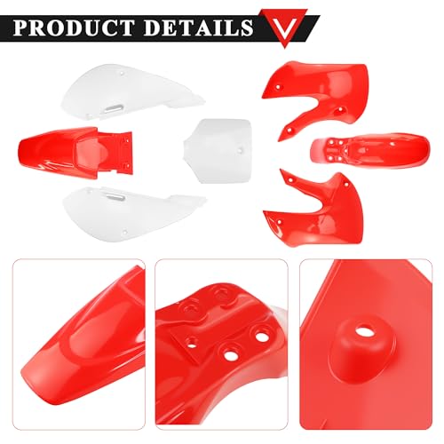 PRO BAT KLX110 Plastic Fender Fairing Body Work Kit - color: White&Red Plastic Fender Kit