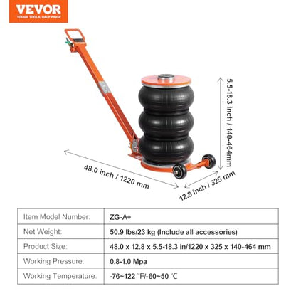 VEVOR Air Jack 5 Ton/11000 lbs Pneumatic Lifting Jack 4-10s Fast Lift