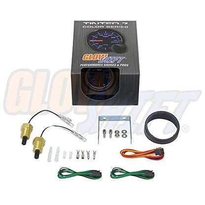 GlowShift Tinted 7 Color Dual Air Intake Temp Gauge Kit, 2-1/16" 52mm
