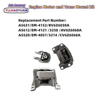 Yllhaoyuan Complete Set of 3 Motor Mounts for 2013-2016 Escape 2.0L/2.5L - size: 2014-2022 Ford Transit Connect L4 2.5L