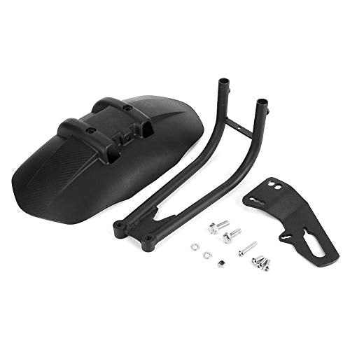 Qiilu Motorcycle Rear Mudguard, Black ABS & Stainless Steel, Universal Fit for Convex Rear Flat Fork 12-18inch Tires
