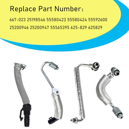 4PCS Turbo Oil Return Drain Line and Oil Feed Pipe Kit Compatible with Chevy Cruze Sonic Trax & Buick Encore 1.4 L4 55568031 55592600 25198546 55567067 55587854