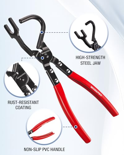 WORKPRO Exhaust Hanger Removal Tool with 4 Rubber Hangers, Red - color: Red