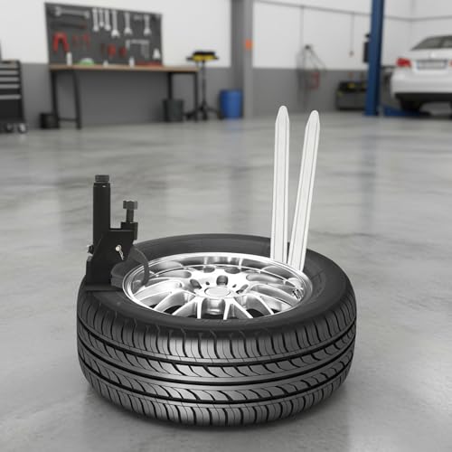 Manual Tire Bead Breaker Tool, 10-21 in Adjustable Tire Changer, Iron Steel Bead Buster with 2 Pcs 12 Inch Crowbars, Portable Compact for ATV Golf Cart Truck Tractor Bus, Black