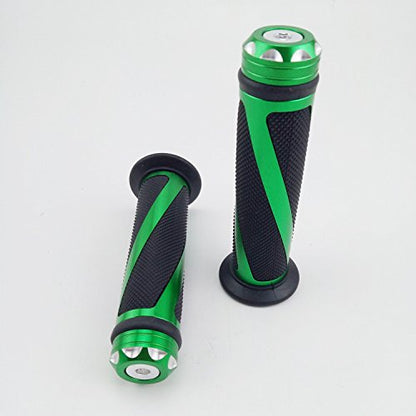 Universal Motorcycle Rubber Gel Handlebar Hand Grips for 7/8" Bar End Handle Bars Sports Bikes - color: Green