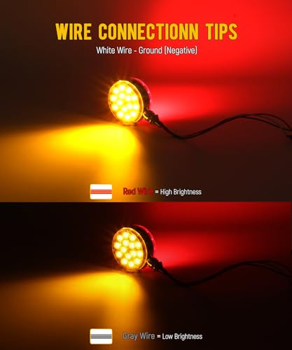Partsam 2pc 3" Round Double Face Red/Amber 30 LED Pedestal Fender Lights Turn Signal Chrome Miro-reflex Sealed Replacement for Peterbilt/Freightliner/Western Star Trucks Semi Trailers, 10-30V