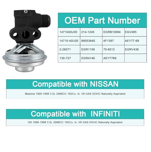 AULINK EGV485 4F1397 EGR Valve (3.0L V6) For Nissan Maxima,For Infiniti I30 - color: Black EGV485