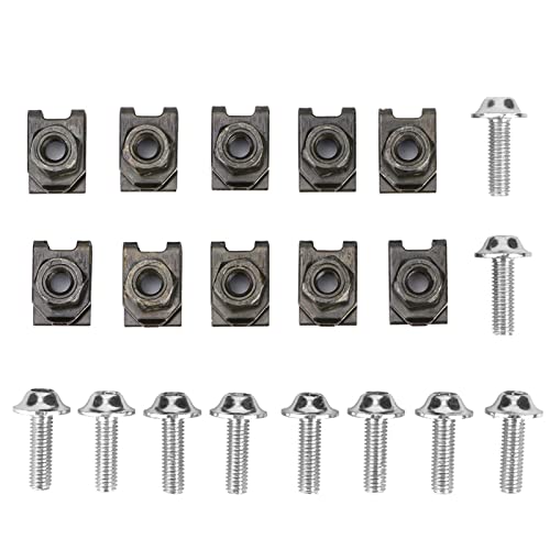 M5 Motorcycle Fairing Body Bolts & Clips, Spire Speed Fastener Clips Screw Spring Nuts, 10PCS(Silver)