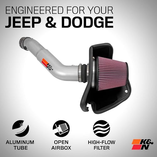 K&N Cold Air Intake System: High-Flow Air Filter, Increase Performance & Towing: Compatible with 2016-2026 JEEP/DODGE: Durango, Grand Cherokee, Grand Cherokee WK, 77-1572KS - style: Metal