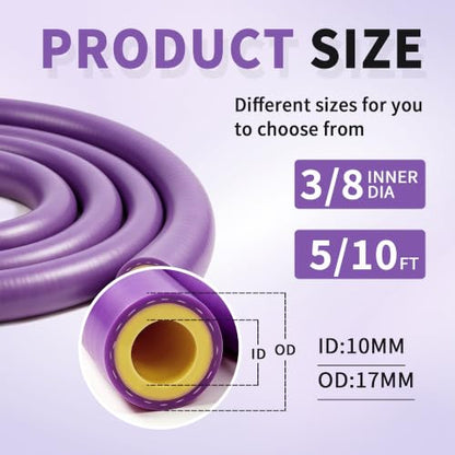 3/8" ID-5Ft(ID 10mm) Heater Hose Enhanced Double Reinforcement - color: Purple, size: 3/8" ID-5Ft(ID 10mm)