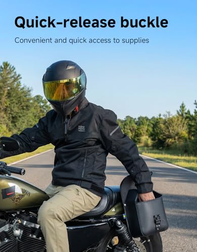 KEMIMOTO Motorcycle Saddlebags with Secure Lock 15L (7.5Lx2) PU Leather - style: With Lock