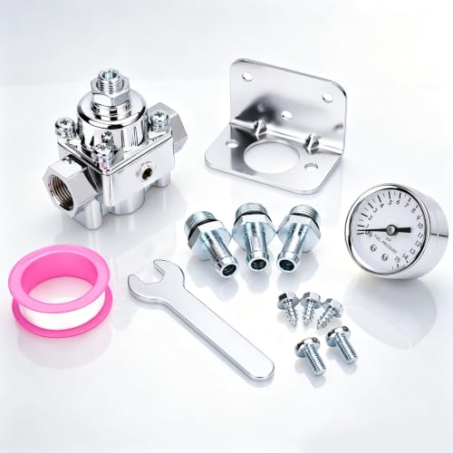 GEARLAST 12-804 Adjustable Fuel Pressure Regulator with Gauge - size: 12-804