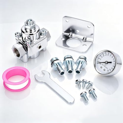 GEARLAST 12-804 Adjustable Fuel Pressure Regulator with Gauge - size: 12-804