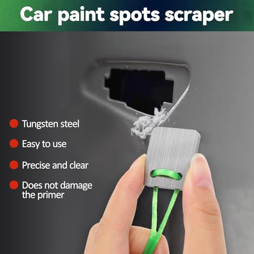 TEHAUX Tungsten Denibbing Tool, Rectangular Paint Run Removal Tool, Carbide Scraper Denibbing Blade for Car Clear Coat, Dust Nibs, Sagging & Spot Repair