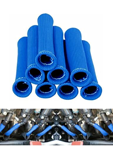 Blue Spark Plug Wire Heat Shield Spark Plug Wire Heat Shield Sleeve Spark Plug Boot Protector Boots Wrap for SBC BBC 350 454 8PCS Plug Wire Covers - 2500F High Temp Protection - color: Blue