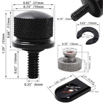 FOVPLUE Quick-Release Fender Seat Hardware Kit for Harley FLT Touring - color: BLACK BOLT/CAP/NUT/WASHER