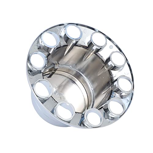 ABS Plastic Chromed Hubcaps Front and Rear Wheel Axle Cover Set with 33mm Thread-On Lug Nut Covers for Semi Trucks (Flat) - color: Flat