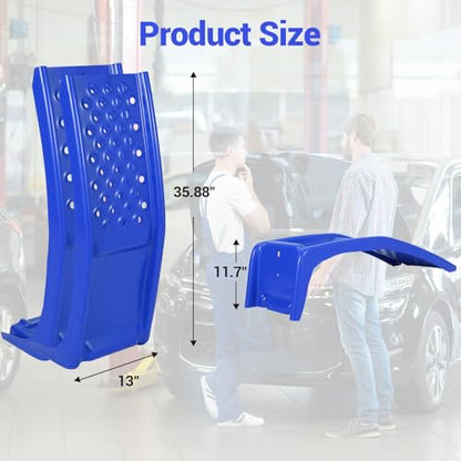Car Ramp Set of 2, Support 8000lbs Gross Vehicle Weight, Heavy Duty Auto Truck Ramps, Solid Steel Vehicle Ramp Ideal for Oil Change and Car Repair, Ideal for Easy Home Garage Maintenance - color: Blue