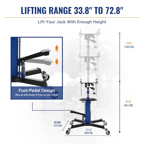 1100 LBS Transmission Jack High Lift 2-Stage 33.8"-72.8" Height
