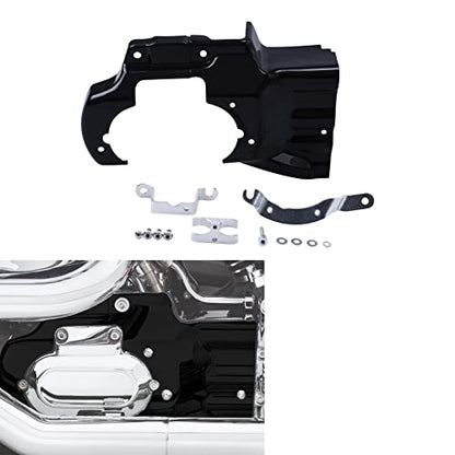 TCT-MOTORPARTS Black Engine Transmission Interface Trim Cover Fits for Harley Softail Deluxe FXST FXSTC 2007-2017 - color: Black