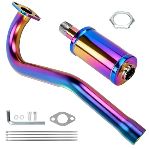 Central Long Mini Bike Exhaust Header Pipe Muffler Kit for GMB100 - color: Colorful
