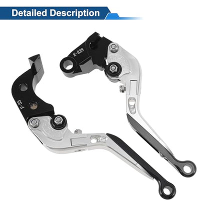 Short/Long Brake Clutch Levers for Kawasaki Ninja ZX6R 636 00-04 - color: Silver Tone Handle Black End