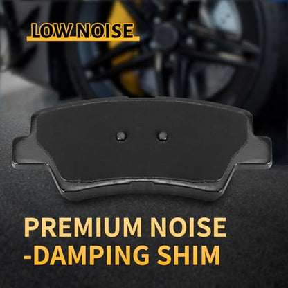 Ceramic Rear Brake Pads Set Compatible with Hyundai Accent/Elantra/Elantra GT/Elantra Coupe/Sonata/Veloster;Kia Cadenza/Forte Koup/Soul/Optima/Forte/Forte5/Rio/Soul EV (D1544) - color: HZ1544