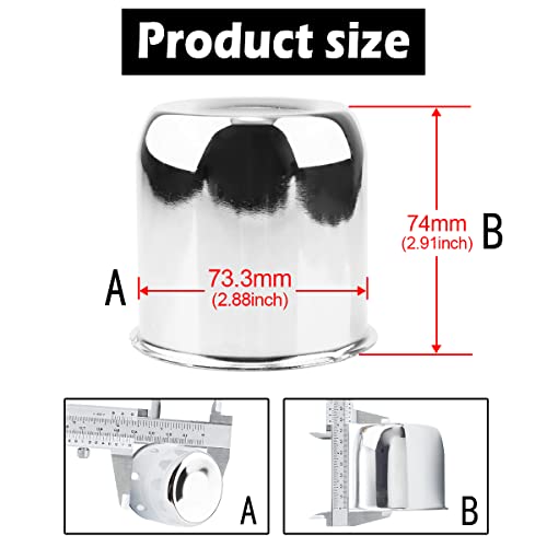4Pcs 2.88" OD 3.11" H Push Through Trailer Wheel Center Cap for Rim - color: Chrome, size: 2.88" Hub 2.91" H