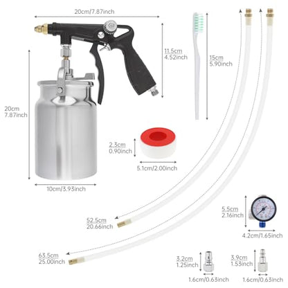 ChgImposs Undercoating Spray Gun Kit, 34 fl oz / 1 Liter Cup, Rust Proofing Gun for Truck Bed Liner, Car Underbody Coating, Rubberized Protective Spray Tool with Hoses (Black) - color: Black