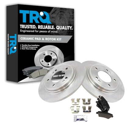 TRQ Rear Brake Pad and Rotor Set Ceramic Solid Rotors - style: BKA14230