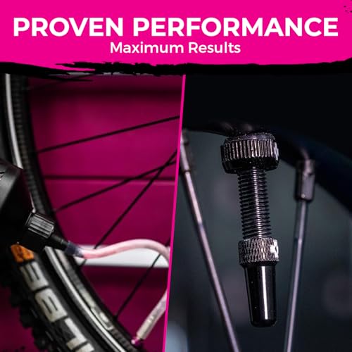 Muc-Off 1 Liter Tubeless Tire Sealant + 60mm Black Presta Valve - Bundle | Seals Punctures Up to 6mm | Ideal for MTB | Long-Lasting and Biodegradable - size: 1000ml & 60mm Valves