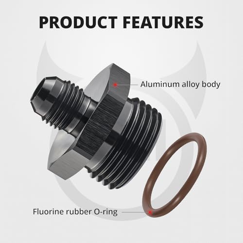 EVIL ENERGY 6AN Flare to 12AN ORB Male 2PCS Fuel Rail Adapter Fitting Black - size: 12AN ORB to 6AN