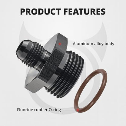EVIL ENERGY 6AN Flare to 12AN ORB Male 2PCS Fuel Rail Adapter Fitting Black - size: 12AN ORB to 6AN