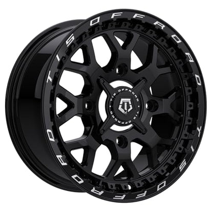 TIS UTV 558BML 14X7 Gloss Black w/Mchned Lip Logo - 4X137 Bolt Pattern, +10 Offset, Hub Bore 110.18mm - color: Gloss Black w/Mchned Lip Logo, size: Size: 14X7 | BP: 4X137 | Offset: +10