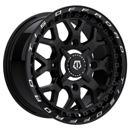 TIS UTV 558BML 14X7 Gloss Black w/Mchned Lip Logo - 4X137 Bolt Pattern, +38 Offset, Hub Bore 110.18mm - color: Gloss Black w/Mchned Lip Logo, size: Size: 14X7 | BP: 4X137 | Offset: +38