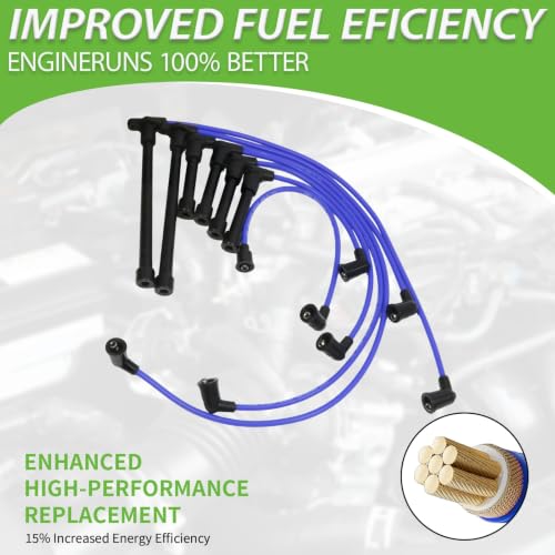 Set of 7 PCS Ignition Spark Plug Wires 671-6195 55312 9343 & 6 Iridium Spark Plugs Compatible with Nissan D21 1990-1994 Pathfinder 1990-1995 Pickup 1995 3.0L V6, RC-NX97 22450-88G25 RCNX97 2245088G25 - size: 6195
