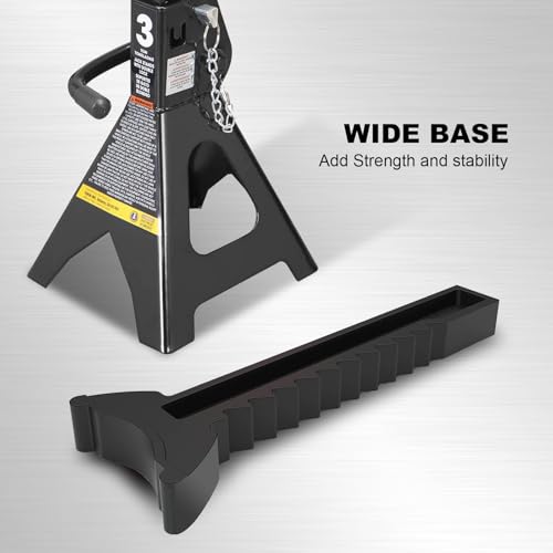 Torin 3 Ton (6,000 LBs) Capacity Double Locking Steel Jack Stands, 2 Pack, Black, AT43002AB - size: 3 TON, style: Double Locking