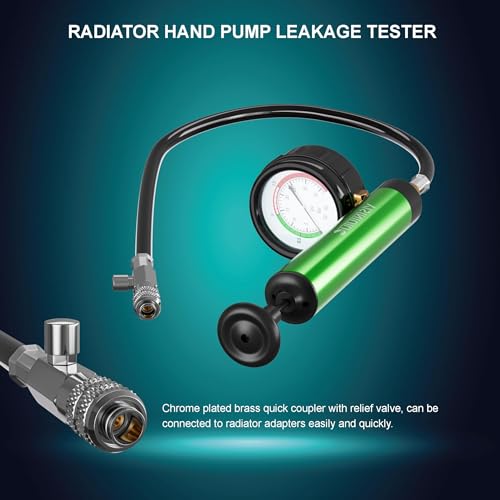 Universal Radiator Pressure Tester, Aluminum Automotive Cooling System Radiator Pressure Tester Tool,Pressure Test Pump with Pressure Gauge,Fit for Adapters for Various Car Models