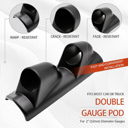 Universal Black ABS Plastic Double 2" 52mm Gauge Pod Holder