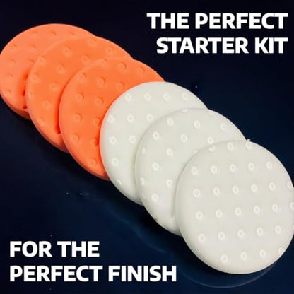 Smart Foam Pads Dual Action 5.5 inch Cut and Polish Combo (3-White, 3-Orange, 5.5 inch) | Perform 2-Step Compounding/Polishing Automotive Paint Correction Detail with Ease!