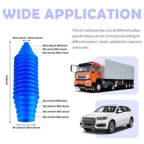 Tie Rod Boot Kit with Pinion Bellow Cable Ties and Clamps,Waterproof & Dustproof Rack and Pinion Boot for Steering System Protection,Silicone Inner Tie Rod Boot Car Accessories (Blue) - color: Blue