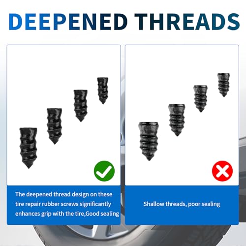60PCS 4-Size Tire Plug Kit with Screwdriver for Quick Fix Screw-in - color: 4 Size/60pcs