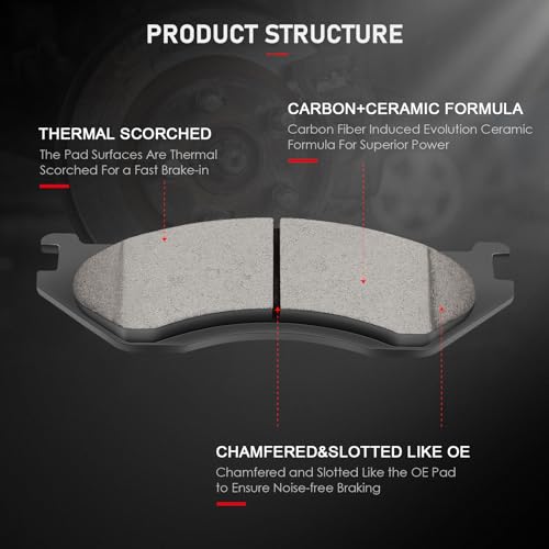cciyu D966 Brake Pads w/Hardware Front Disc Brake Pad Set 4pcs - size: Front[D966]